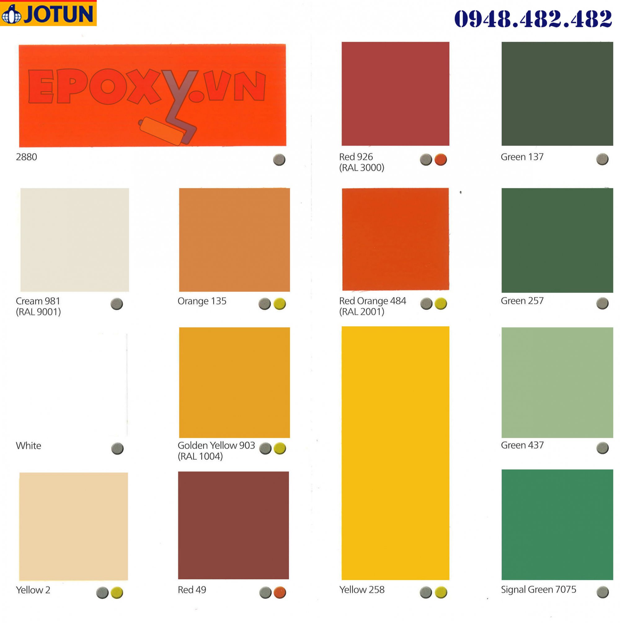 Bảng màu sơn công nghiệp Jotun - Bảng màu sơn công nghiệp epoxy jotun